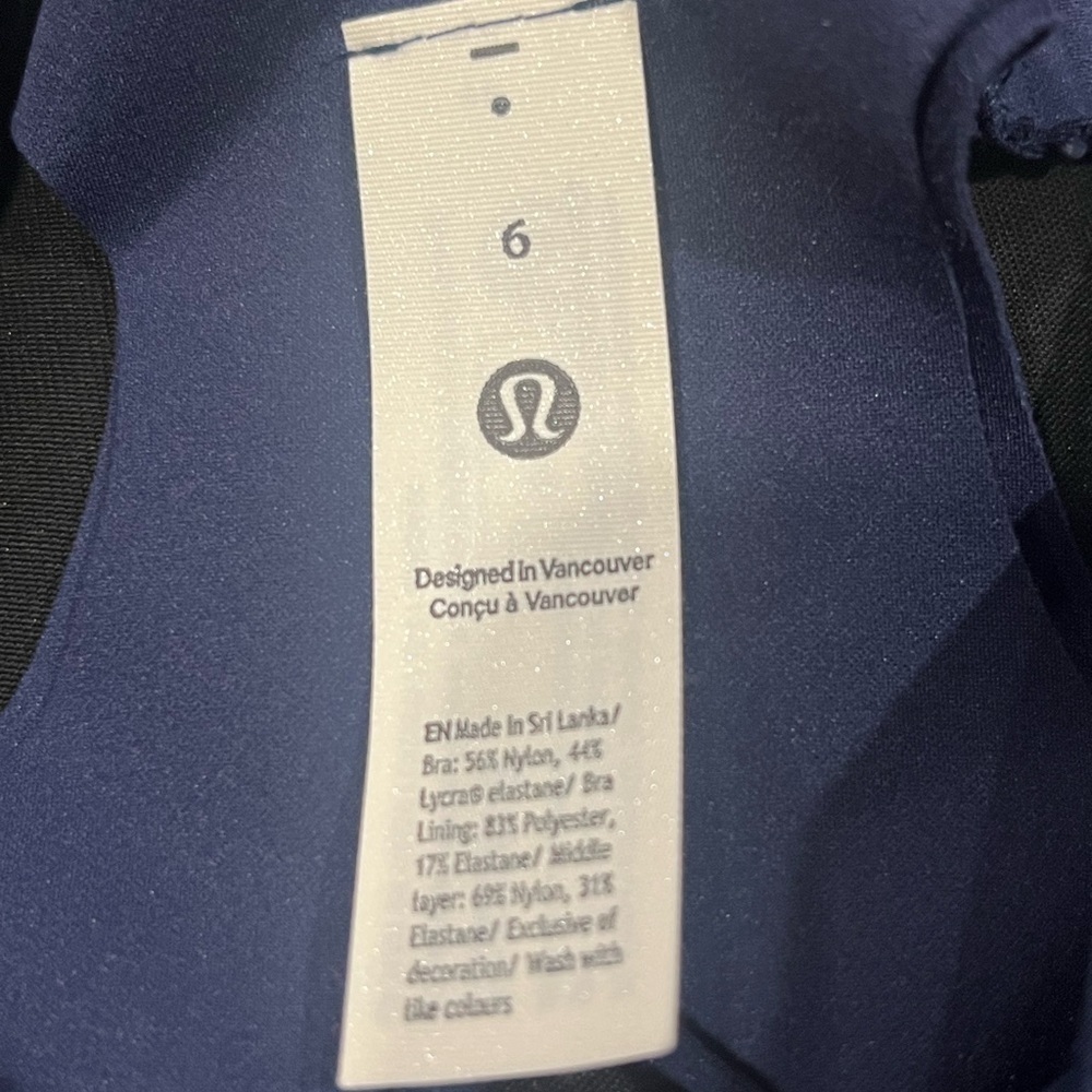 Lululemon Athletica Sports Bra Deep Blue Bra Sz 6 NWT - Picture 5 of 5
